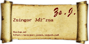 Zsingor Józsa névjegykártya